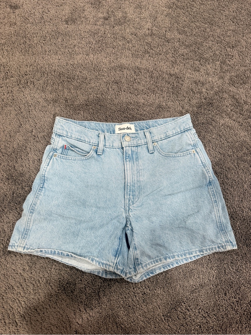 Sun-Deh Light Blue Denim High-Waist Women's Shorts - Picture 1 of 4